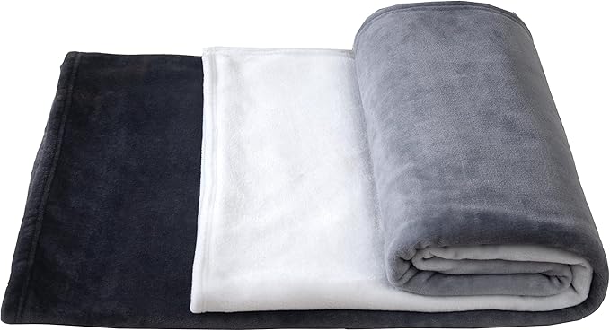 Elegant Comfort Luxury Velvety Feel Blanket, All-Season Lightweight Blanket, Ultra Plush, Soft, Cozy-Fuzzy Flannel Fleece for Couch, Sofa, Bed, Travel, Ombre Design, Twin/Twin XL, Gray (Pack of 2)