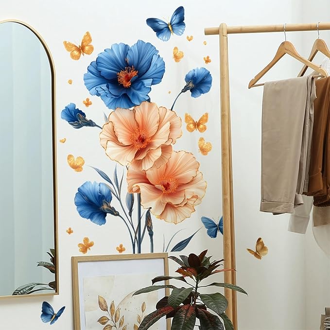 TUOKING Flowers Wall Stickers Decor,Removable Wall Murals Peel and Stick Modern Wall Art Decal Home Decor for Kitchen,Bedroom,Living Room(h28)