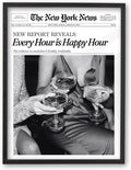 iHery Premium Small 8x10in Natural Black OAK Wood Trendy Every Hour is Happy Hour Framed Wall Art, Retro Aesthetic Posters Canvas Wall Decor For Girly Dorm Bedroom Bathroom Living Room 1Pack