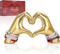 DOVDOV Heart Hand Sculpture, Gold Shelf Decoration Aesthetics for Room Bookshelf Coffee Table Dining Table Centerpiece, Birthday Gift and Memorial Gift for Women, Girlfriend Girls Mom.