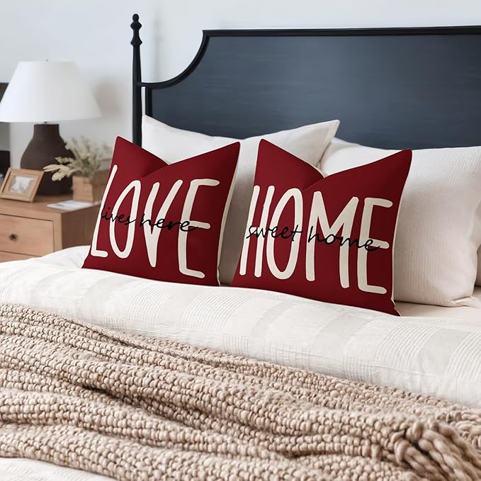 YCOLL Farmhouse Pillow Covers 18x18 Set of 4 Throw Pillow Covers Rustic Linen Decorative Pillows Square Cushion Covers for Couch Sofa Bedroom Home Decor