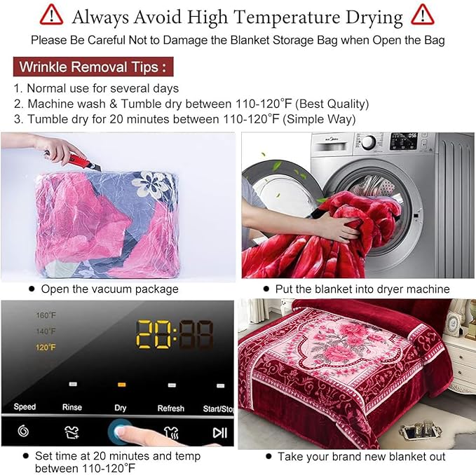 JYK Soft Fleece Bed Blanket Queen Size A&B Pattern Rose/Rose - 520GSM Fuzzy Cozy Luxury Warm Blanket Microfiber, 2 Ply Reversible Room Home Decor Christmas Decorations, 75" x 87 inches, 5 LB