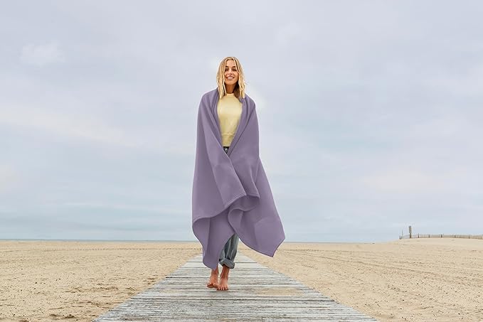 MV Sport Lightweight Sweatshirt Blanket Throw – Warm & Cozy, Breathable Oversized Fleece Knit, Couch, Bed, Travel, Cold Nights, and Outdoors – Soft Light Weight Blanket 54" x 84" Stardust