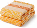 100% Cotton Boho Throw Blanket for Home Decor – Classic Farmhouse Quilt Bedding, Muslin Blankets for Adults, Vintage Woven Decorative Blanket for Couch, Bed Layering Use, Bohemian Stripe, 50"x60"