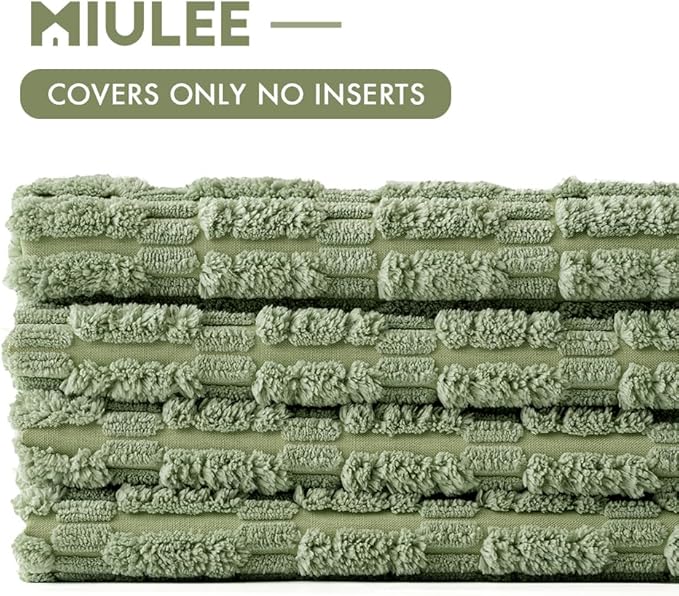 MIULEE Pack of 4 Sage Green Corduroy Decorative Spring Throw Pillow Covers 18x18 Inch Soft Boho Striped Pillow Covers Modern Farmhouse Home Decor for Sofa Living Room Couch Bed