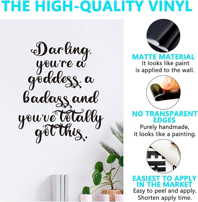 Inspirational Quotes Wall Stickers for Women: Motivational Bedroom Bathroom Living Room Kitchen Office Gym Vinyl Art Wall Decals - Darling You're a Goddess 15" X 18"