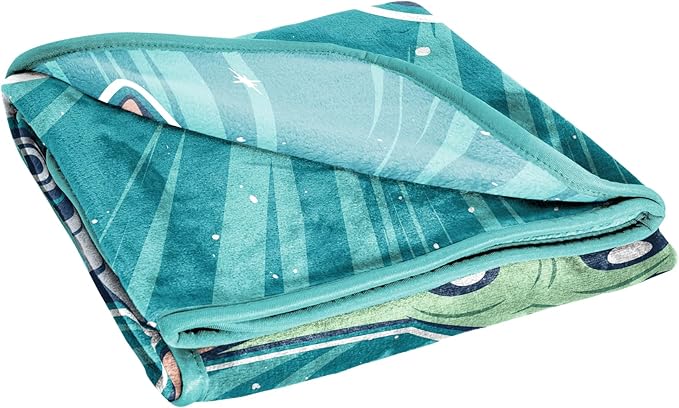 Jay Franco Kids Plush Throw Blanket – Soft & Cozy Fleece Throw for Bedroom & Couch Décor, Official Licensed Product, Teal - Mandalorian, 46x60 - Throw Blanket