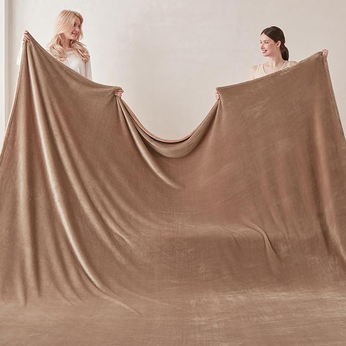 COOVA Oversized King Fleece Blanket 120x120 inches, Soft Cozy Warm Giant Extra Large 10'x10' Blanket for Bed, Sofa, Couch,Travel, Camping, California Huge Flannel Big Throw Blanket, Brown
