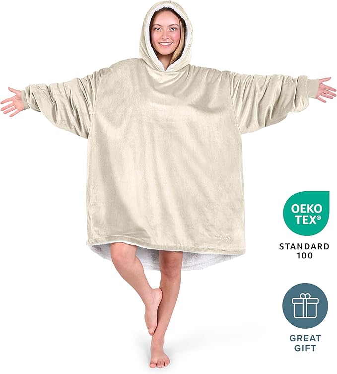 Bare Home Wearable Blanket Hoodie - Soft Plush Sherpa - Warm and Cozy - Oversized Wearable Blanket - Adult & Kid Sizes