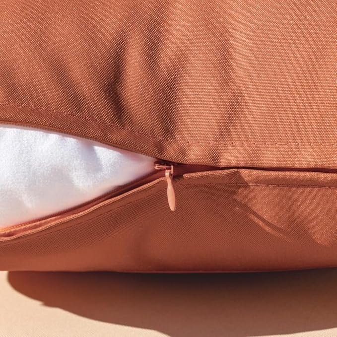 MIULEE Pack of 2 Decorative Outdoor Waterproof Pillow Covers Square Garden Cushion Sham Throw Pillowcase Shell for Fall Patio Tent Couch 20x20 Inch Rust