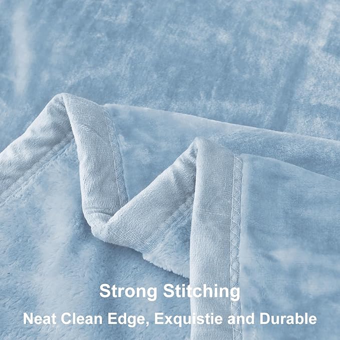 JYK Fleece Plush Blanket King Size 85'' x 95'' - Premium Silky Flannel Fleece Blanket 4.4 LB, Lightweight and Fluffy Cozy Plush Comfy Microfiber Fleece Blanket for Couch Sofa Bedroom, Light Blue