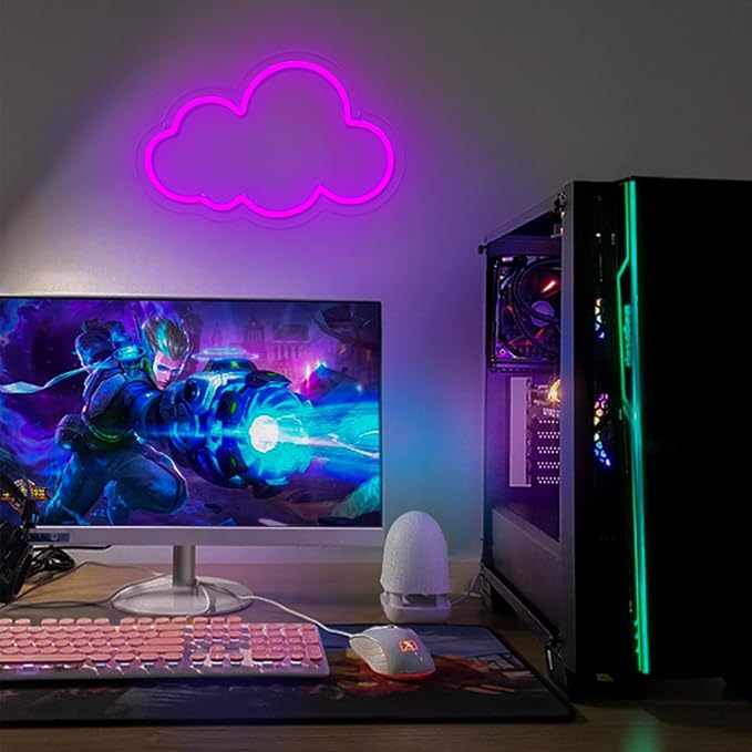 Cloud Neon Sign Cute Purple Clouds LED Light Sign for Wall,13 * 7.9in Dimmable USB Floating Clouds Light Up Sign for Living Room Kid Bedroom Nursery Birthday Christmas Wedding Party decor