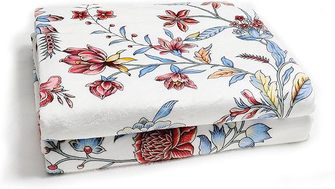 Bird Floral Throw Blanket Flower Plant Cozy Fuzzy Plush Throw Blanket Flannel Fleece Throw Blankets Gift for Women Girl Adult Boho Blankets for Bed Sofa Travel 50" x 60" Inch