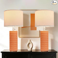 Table Lamps for Living Room Set of 2, Ceramic Table Lamps for Bedroom, 20" Modern Lamps for Night Stands, Orange