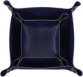 uxcell 2 Pcs Valet Tray for Women and Men, PU Leather Jewelry Tray Entryway Table Bedside Nightstand Catchall Storage Organizer for Jewelry Key Coin Watch Wallet(Square, Dark Blue)
