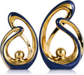 XMGZQ Home Decor Accent,Porcelain Art Mid Century Bookshelf Decorations,Gold Centerpieces for Tables,Abstract Ceramic Statue Sculpture for Coffee Table Mantel Tv Stand Centerpieces (Blue, Large)