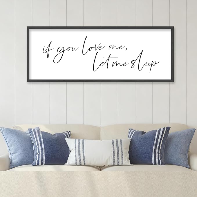 YWJKWLGS If You Love Me Let Me Sleep Sign Wall Art 32"×12" Funny Bedroom Decor Above Bed for Sleep Lovers Humorous Rustic Wooden Plaque for Her/Him (Black)