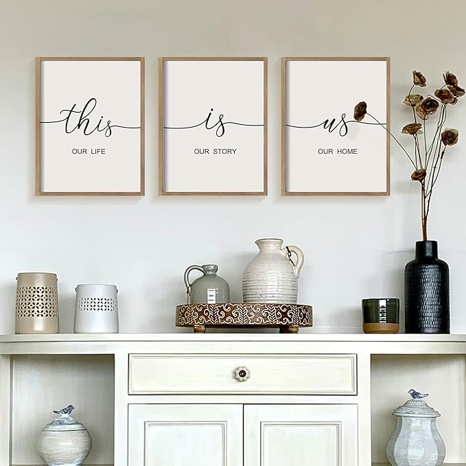Heiple This is Us Wall Decor 11"x14" Framed Wooden Wall Sign for Home Decor Farmhouse Vintage Rustic Living Room Minimalist Family Wall Art (Brown)
