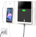 Yoillione Wall Mount Tablet and Phone Charging Stand for Tablet, Smartphone, E-Book, 2 Slots Remote Control Holder for TV, Clear Acrylic Remote Storage Media Organizer Box - Product 2.0 Size Upgrade
