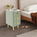 Narrow Nightstand with 3 Drawers, Narrow Side Table End Table Leather Bedside Cabinet Slim Storage Bedside Table for Small Space Bedroom Living Room Dormitories (Green)