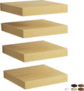 Fun Memories Rustic Wood Floating Shelves for Wall, Space-Saving Wall Mounted Shelves for Bathroom, Bedroom, Living Room and Kitchen, Stylish Storage & Display (Set of 4, Oak, 9.3 in)