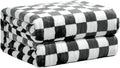 FY FIBER HOUSE Checkered Flannel Fleece Throw Blanket King Size Soft Cozy Checkerboard Grid Print Chessboard Gingham Pattern Blankets for Bed Couch Sofa, 90"x108", Black