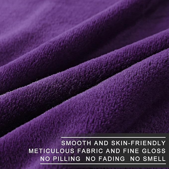 Polar Fleece Blankets Queen Size for The Bed Extra Soft Brush Fabric Super Warm Sofa Blanket 90" x 90"(Purple Queen)