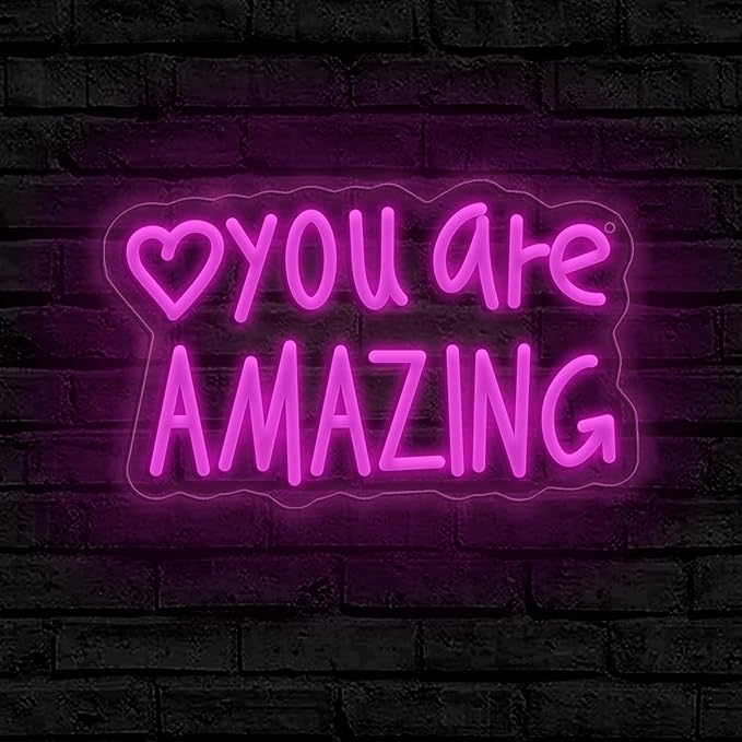 You Are Amazing Neon Sign Wall Decor for Bedroom Class Room Bar Pub Club Nursery Hanging,Dimmable USB Pink Led Light for Wedding Birthday Party Women Christmas Gifts