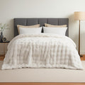 Amélie Home Faux Fur Throw Blanket for Bed, Ultra Soft Fuzzy Plush Bubble Blanket for Bedroom & Bed Decor, 90"x90", Cream White