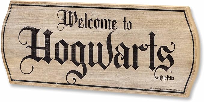 Harry Potter Welcome to Hogwarts Banner Wood Wall Decor - Vintage Hogwarts Sign for Movie Room or Bedroom