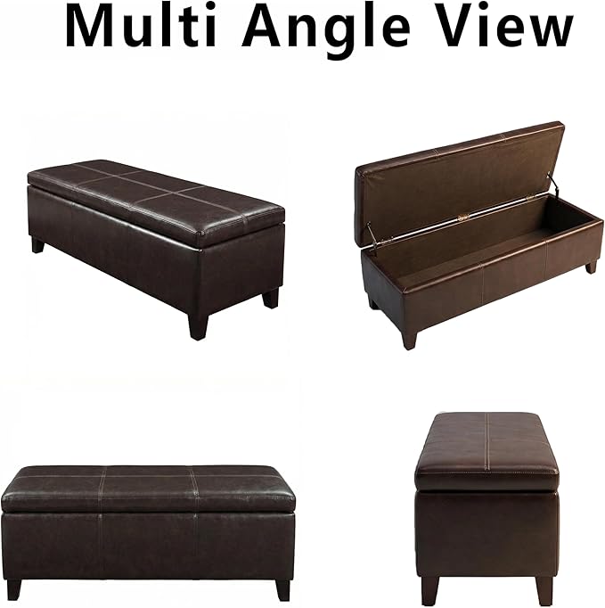 50.25" PU Leather Storage Ottoman Bench for Bedroom Bed End,Tufted Faux Leather Ottomans with Storage for Living Room,Bedside,Entryway,Modern Window Benches with Seating