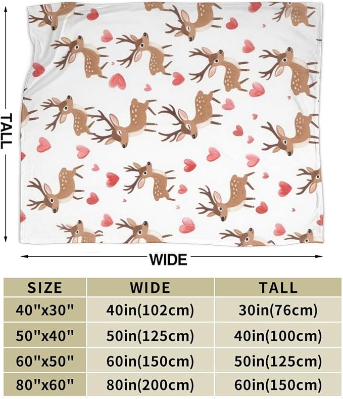 Deer Throw Blanket - Soft Plush Fleece Cabin Animal Bedding Blankets- Cozy Deer Stuff Gifts for Women Girls Kids Adults 40"X50"