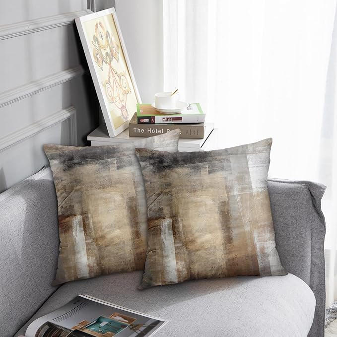 Britimes Throw Pillow Covers Home Decor Set of 2 Pillow Cases Decorative 20 x 20 Inches Cushion Couch Sofa Pillowcases Taupe Tan Grey Brown Beige