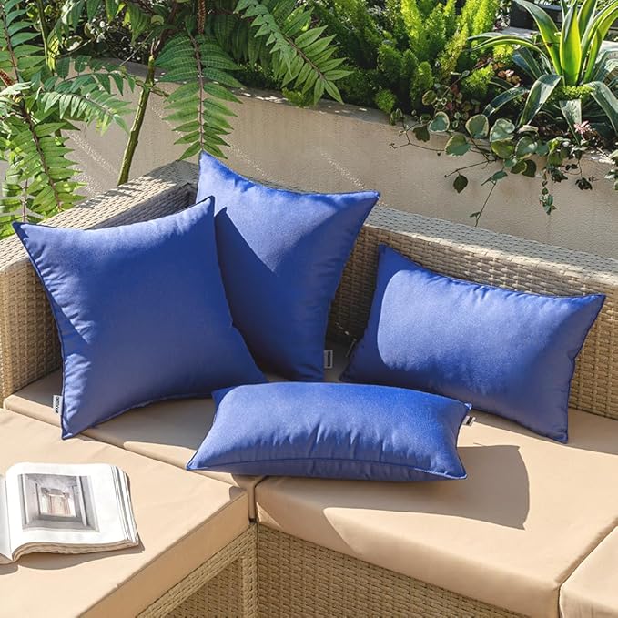 MIULEE Pack of 2 Decorative Outdoor Waterproof Pillow Covers Square Garden Cushion Sham Throw Pillowcase Shell for Spring Patio Tent Couch 18x18 Inch Royal Blue