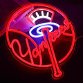 YANKEES Neon Signs for Wall Decor，Baseball Team Neon Lights for Bedroom，LED Signs Suitable for Man Cave，5V Power Adapter，Birthday、Christmas Gifts for Boys 13 * 15Inch(red+blue+white)
