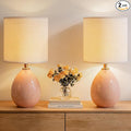 18.5" Table Lamps Set of 2 for Living Room Bedroom, Bedside Lamps for Night Stands, Desk Nightstand Lamp Dimmable, Modern Linen Ceramic Lamps，Pink