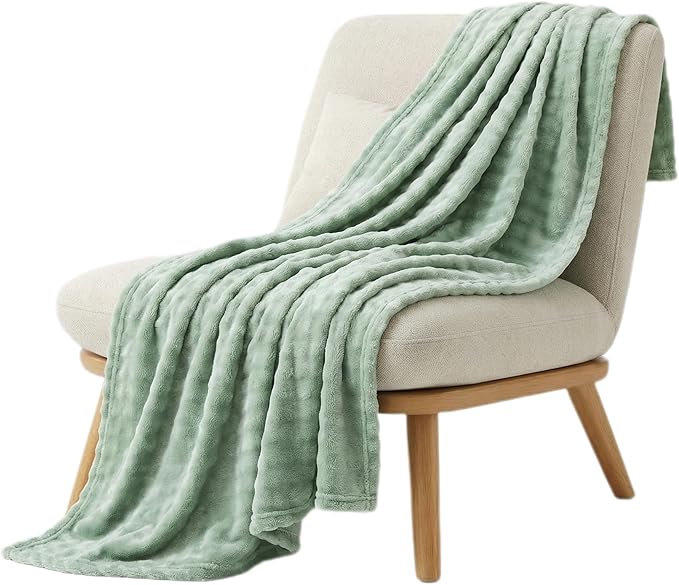 Fluffy 3D Bubble Throw Blanket for Couch & Bed – Cozy Soft Fleece Blankets for Women & Girls – Warm Lightweight Fuzzy Twin (60x80) – Machine Washable Gifts