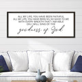 YWMZYKJGS Goodness of God Wall Decor 40"×15" Bible Verse Sign Christian Catholic Scripture Jesus Christ Prayer Large Home Office Wood Framed Wall Hanging Art (Black)