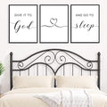Framed Give it to God and Go to Sleep Signs 36x16”, Above Bed Wall Decors, Black And White Bedroom Decor (12x16 inches, Set of 3, Framed, Black)