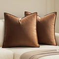 MIULEE Brown Velvet Throw Pillow Covers 22x22 Soft Decorative Solid Square Cushion Cases Pack of 2 Modern Luxury Home Decor for Couch, Sofa, Bedroom