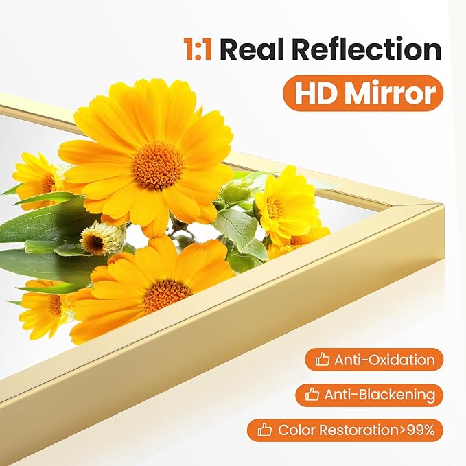 Sweetcrispy 24"x36" Arched Gold Bathroom Mirror Wall Mounted Vanity Metal Frame Mirror for Bedroom, Entryway, Living Room