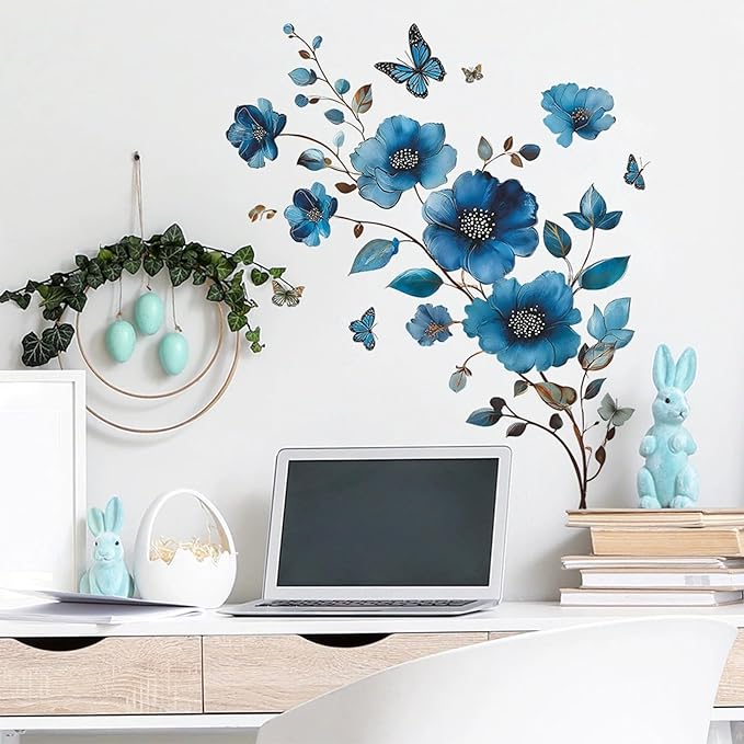 TUOKING Flowers Wall Stickers Decor,Removable Wall Murals Peel and Stick Modern Wall Art Decal Home Decor for Kitchen,Bedroom,Living Room
