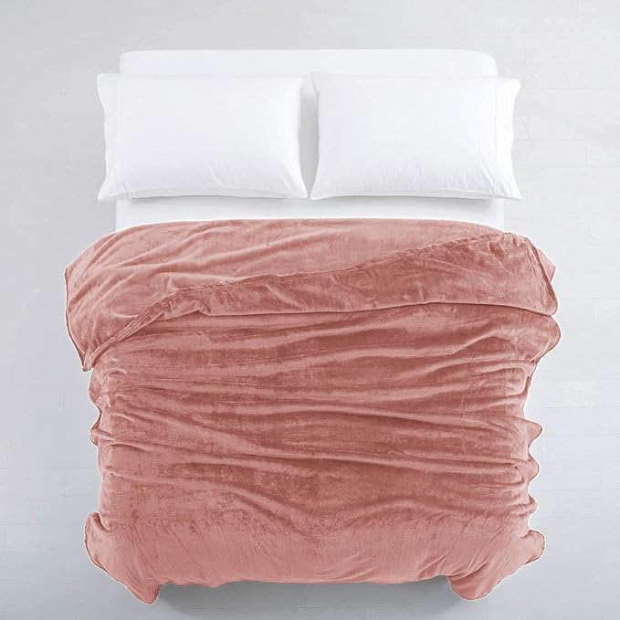MOONLIGHT20015 Fleece Blanket King Size – Soft 400 GSM Plush Microfiber King Size Blanket, Warm Lightweight King Blanket for The Bed, 108x90 Inches, Baby Pink