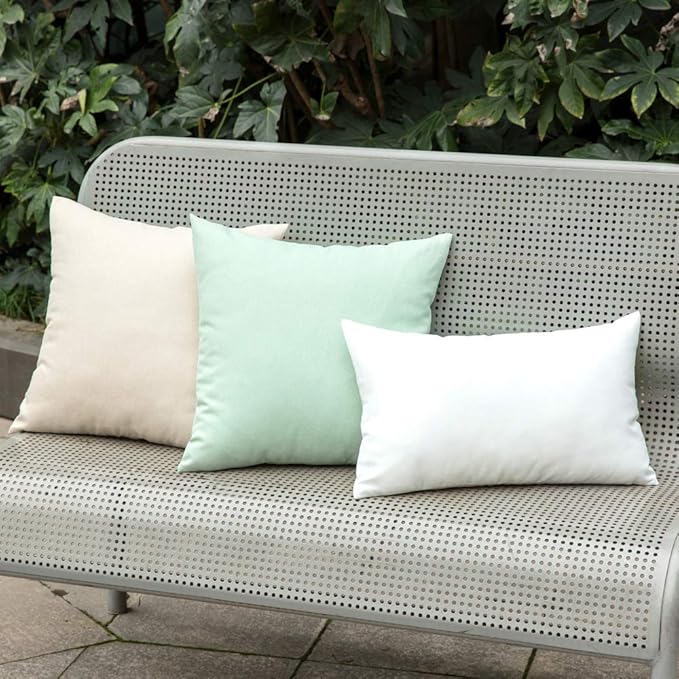 MIULEE Pack of 2 Decorative Outdoor Solid Waterproof Throw Pillow Covers Faux Linen Garden Farmhouse Cushion Cases for Patio Tent Balcony Couch Sofa 18x18 Inch Beige