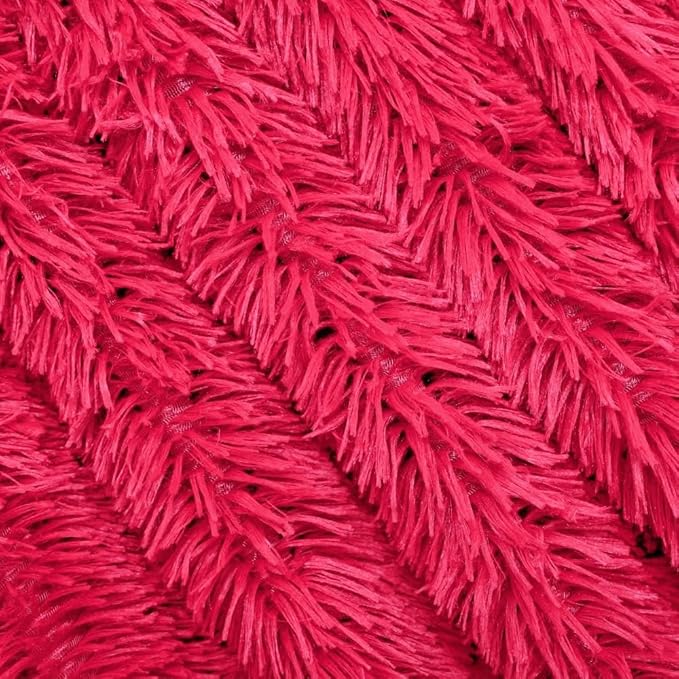 Plush Super Soft Blanket Bedding Sofa Cover Furry Fuzzy Fur Warm Throw Qulit Cozy Couch Blanket for Winter (51x63 Inches,Throw, Pure Red)