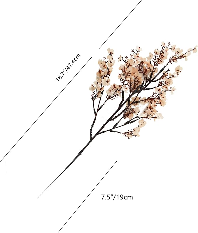 Mandy's Champagne Artificial Baby’s Breath Flowers 6 Bundles Silk Gypsophila, 18.5 Inch European Style Modern Home Decor Centerpiece, Neutral Wedding Flower Arrangements