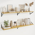Axeman Deep Floating Shelves | 55 Inch Oak Wall Shelves Set of 2 | 10 Inch Deep Wood Floating Shelves for Wall | 55" W x 10" D Oak Shelves for Living Room Bathroom Kitchen