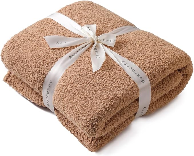 bearberry Super Soft Fluffy Throw Blanket Lightweight Cozy Warm Bed Blankets for Couch Sofa Bed All Season (Camel, 60”x80”)