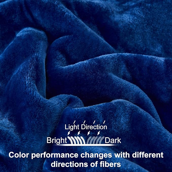 JYK Fleece Plush Blanket - 3.5 LB, 1 Ply Lightweight Korean Style Mink Blanket, Queen 79" x 91" - Super Soft, Warm & Cozy, Microfiber Bed Blanket for All Seasons, Navy