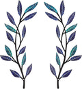 Metal Tree Leaf Wall Decor 2 PCS Rustic Vine Branch Leaf Wall Art for Living Room Bedroom Bathroom Decorations - Frosted Starlight